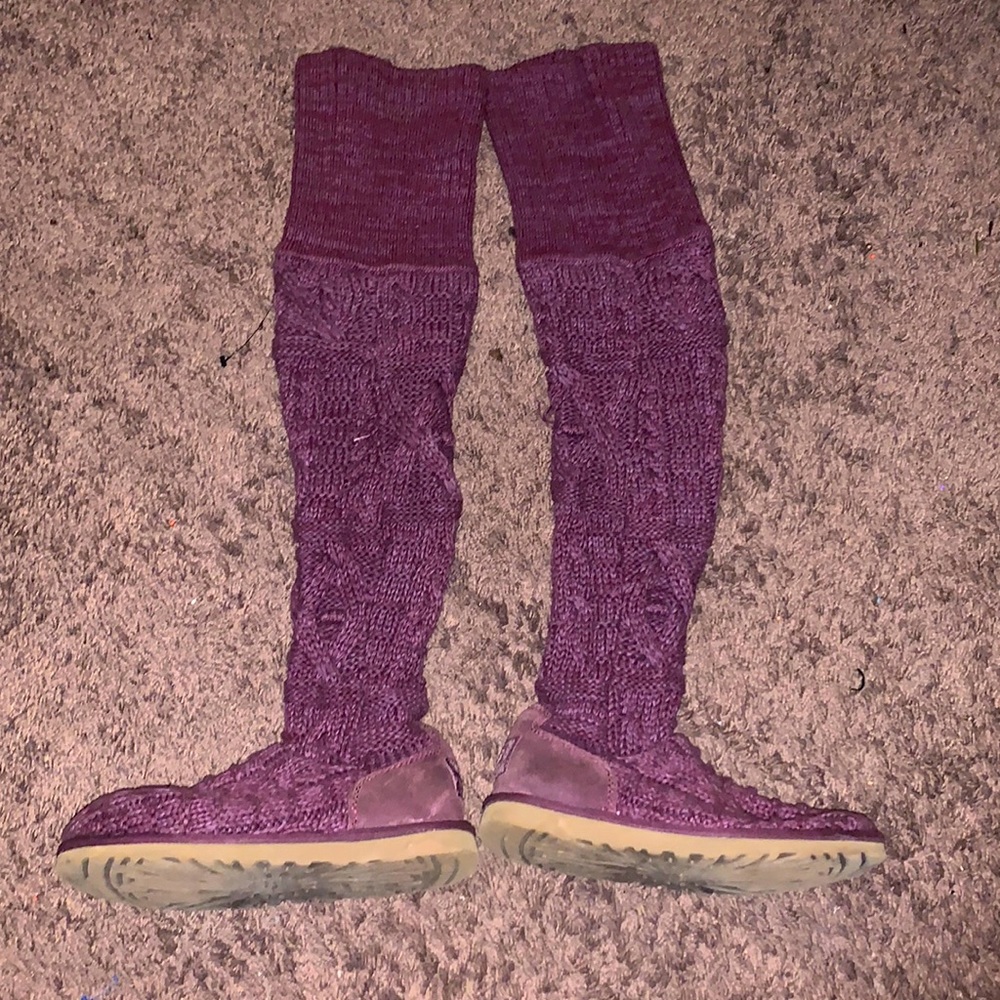 Womens sweater material knee Hugh Ugg boots